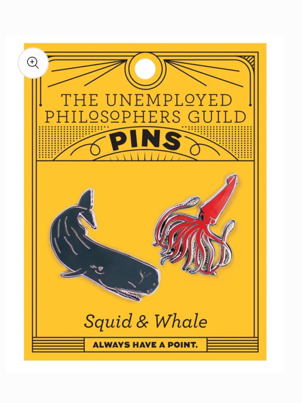 Embossed Enamel Lapel Pin Unemployed Philosophers Guild NEW Squid & Whale